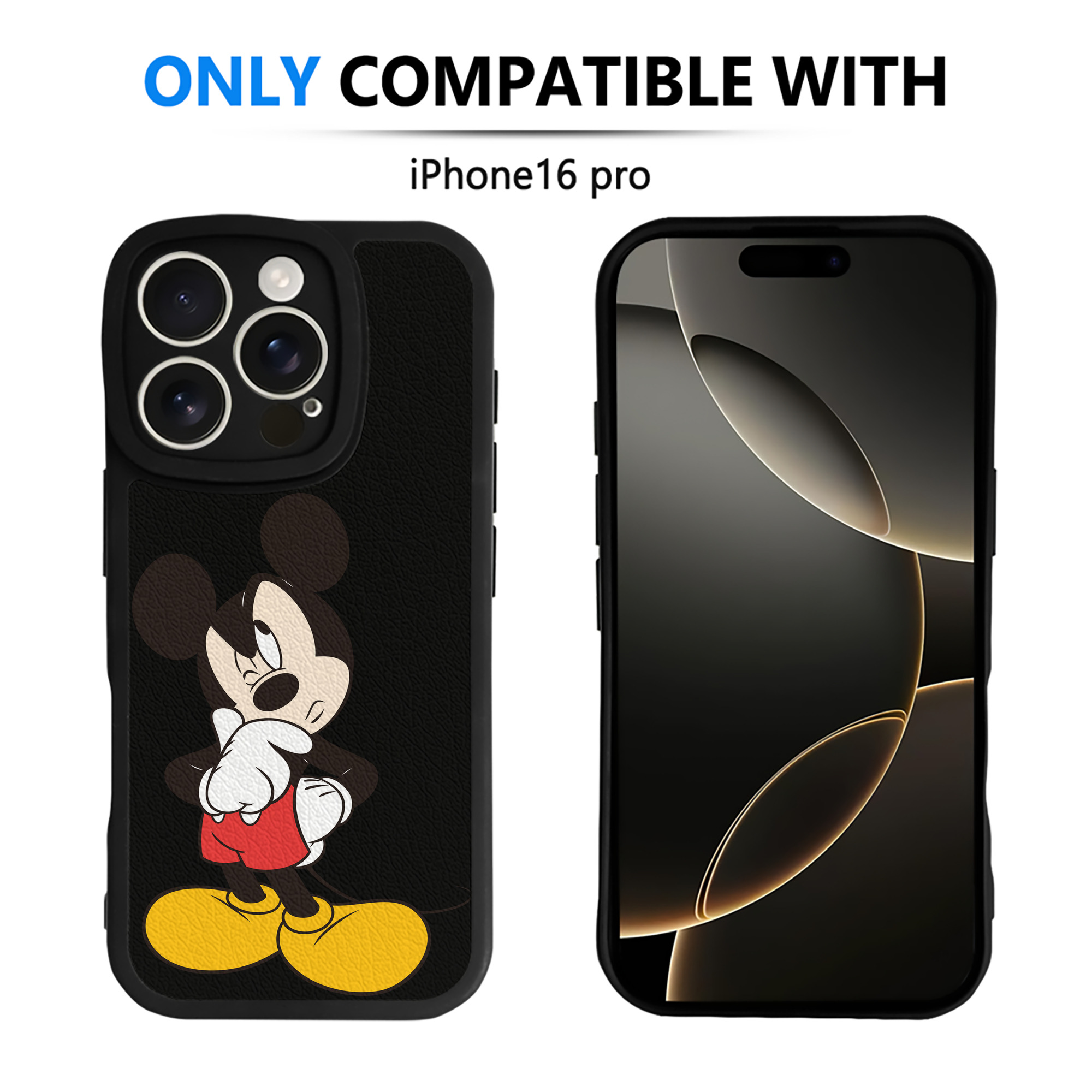 （画像用） ミッキーマウス Mickey Mouse 【iPhone 16シリーズ対応】シリコンスマホケース（レザー調） 材質：シリコン